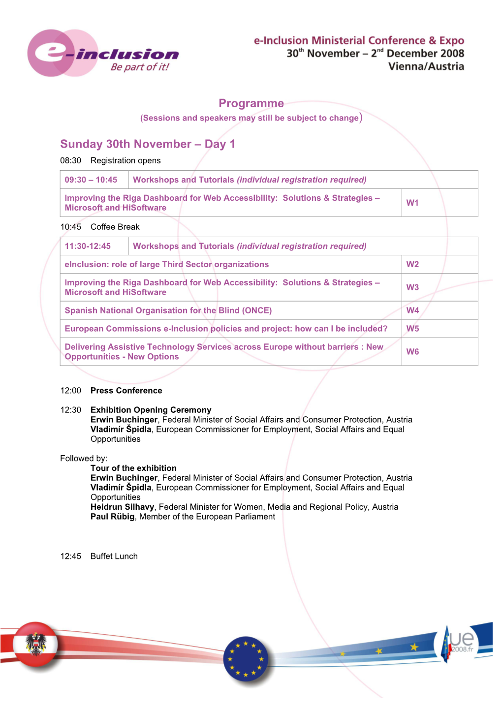 Outline Programme