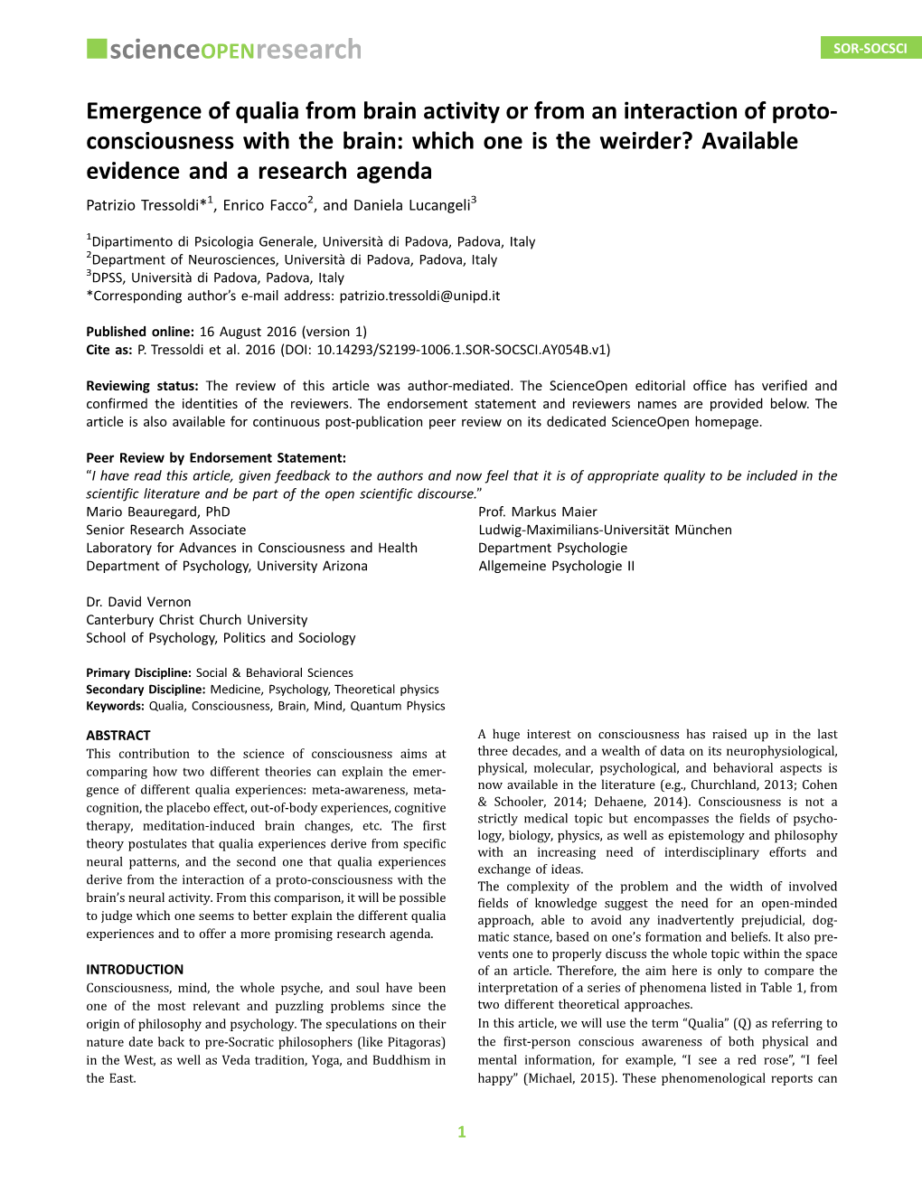 Emergence of Qualia from Brain Activity Or from an Interaction Of