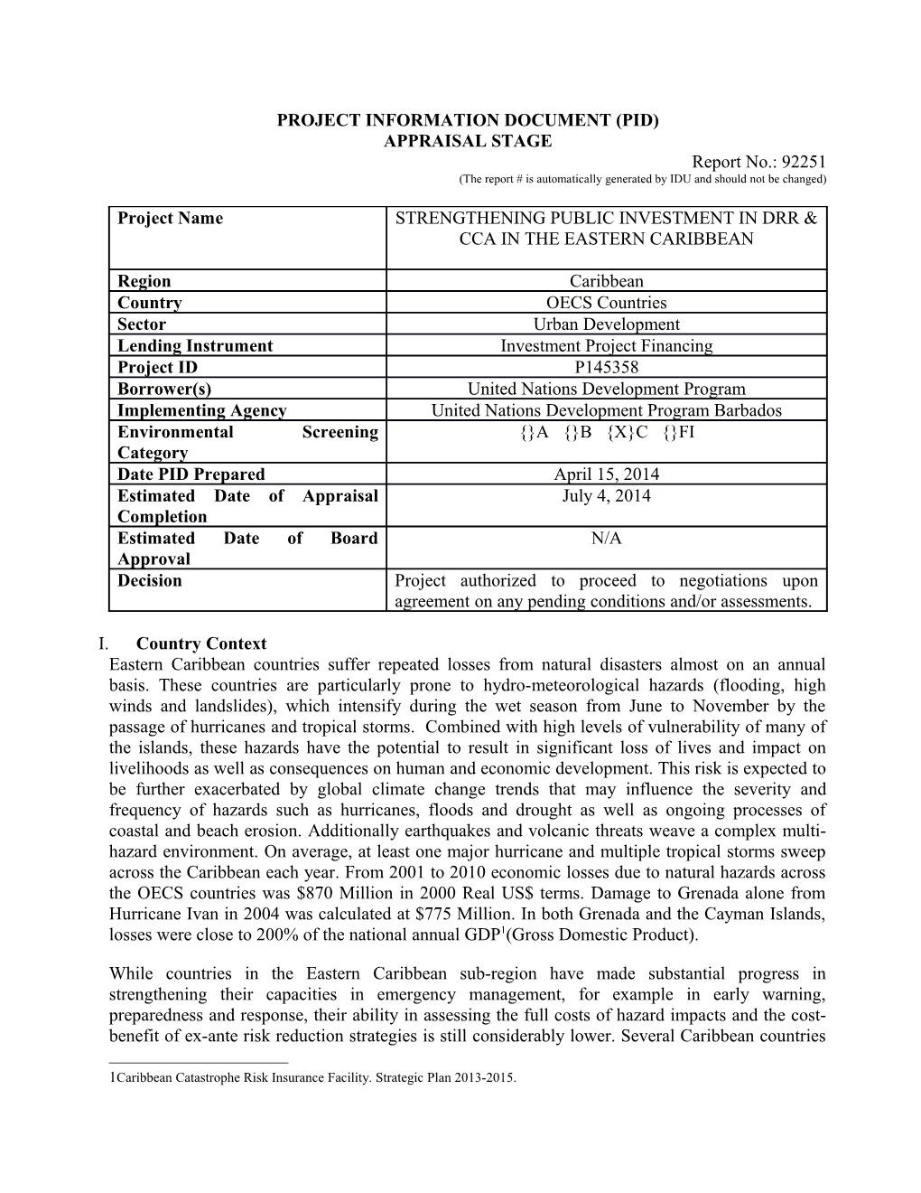 Project Information Document (Pid) s19