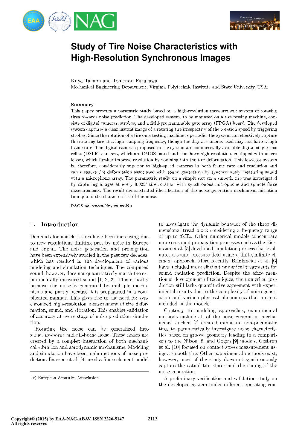 Study of Tire Noise Characteristics with High-Resolution Synchronous Images