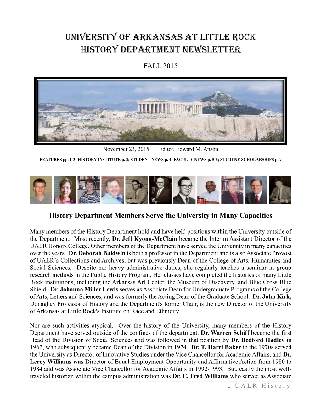 University of Arkansas at Little Rock History Department Newsletter