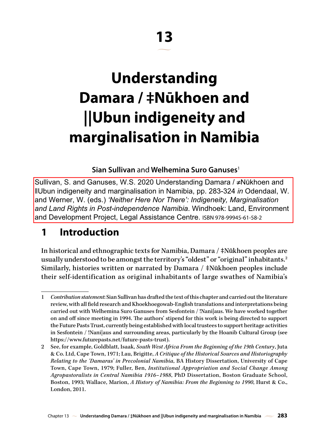 13 Understanding Damara / ‡Nūkhoen and ||Ubun Indigeneity