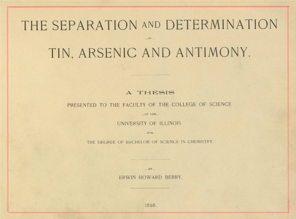 Tin. Arsenic and Antimony