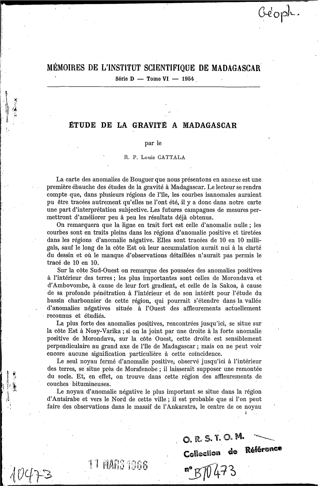 Etude De La Gravité À Madagascar