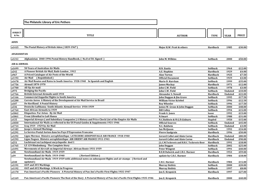 The Philatelic Library of Eric Pethers