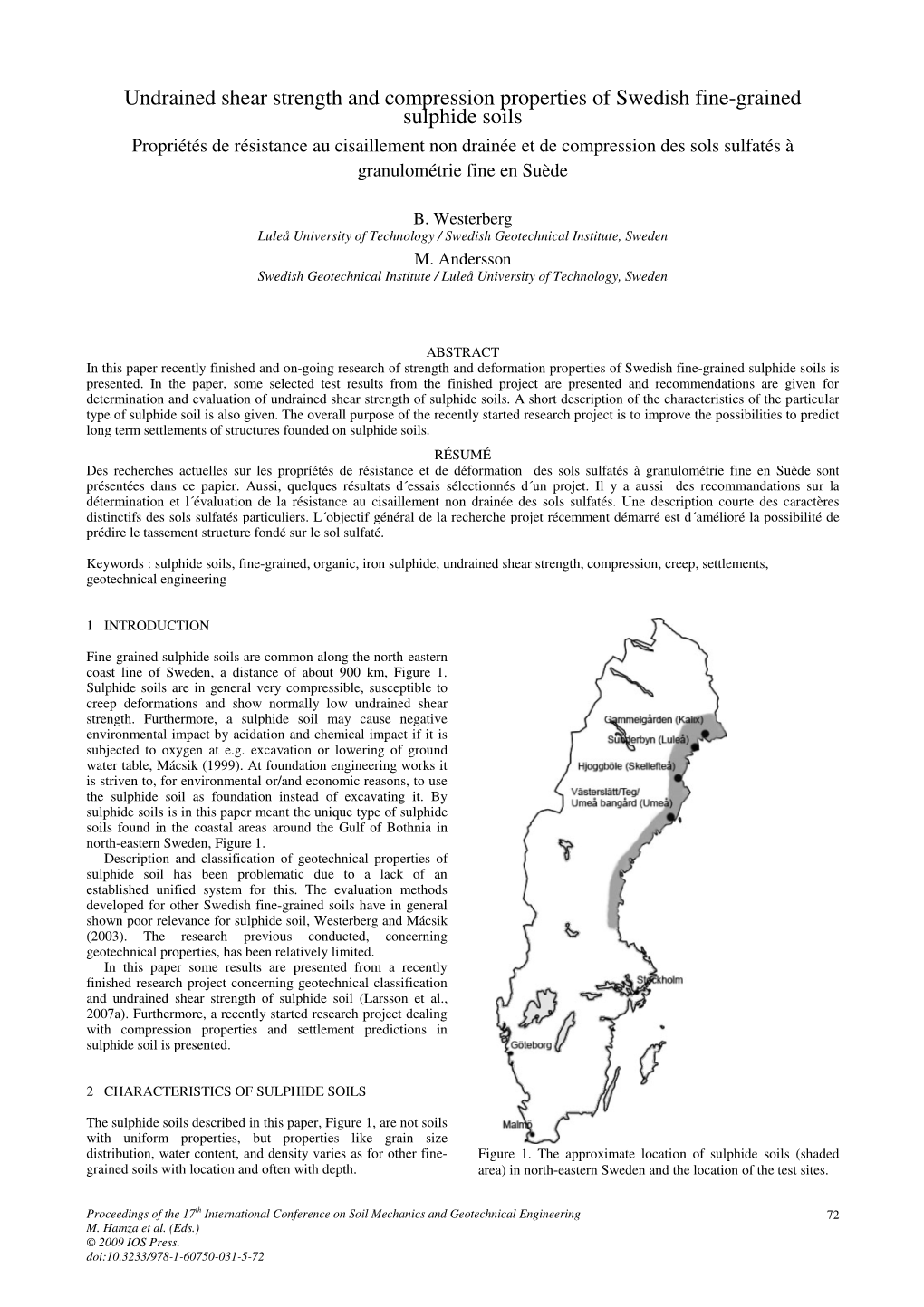 Undrained Shear Strength and Compression Properties of Swedish