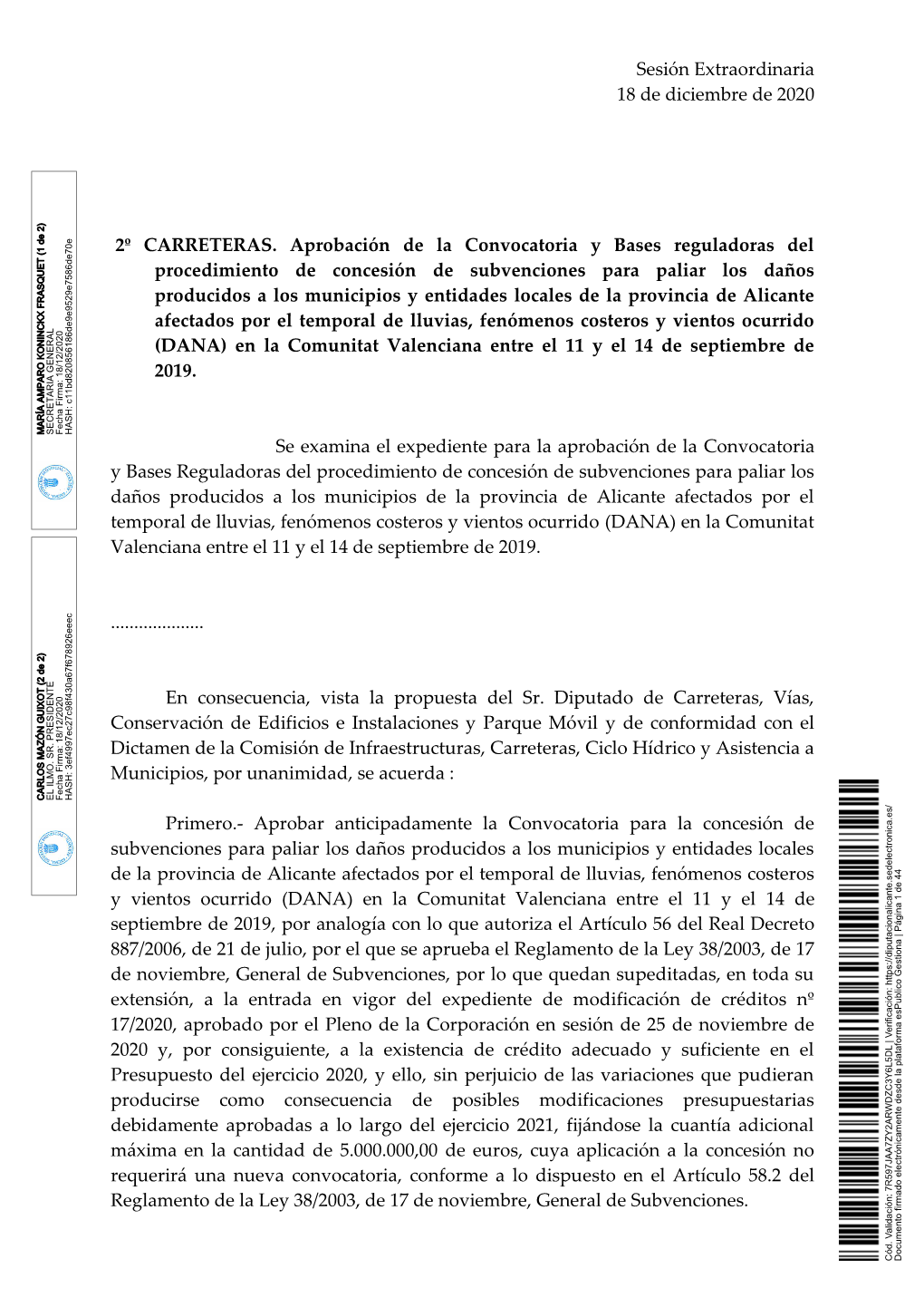 Sesión Extraordinaria 18 De Diciembre De 2020 2º CARRETERAS