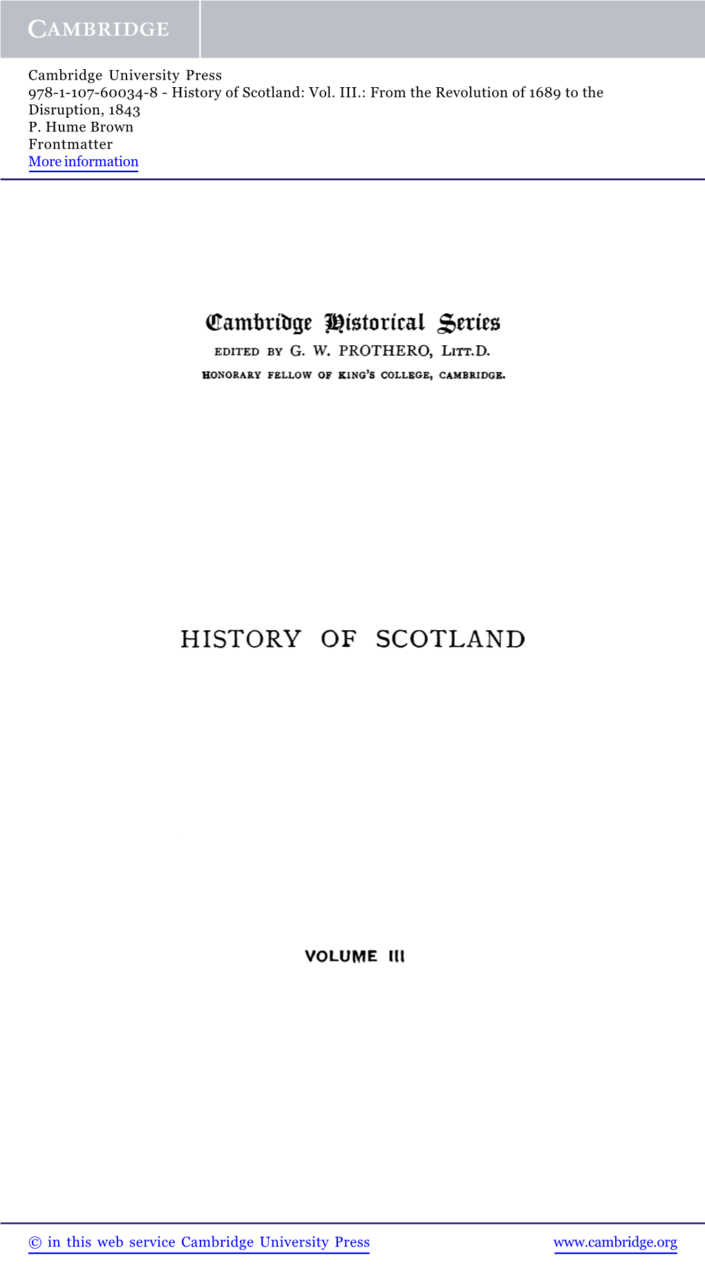 History of Scotland: Vol