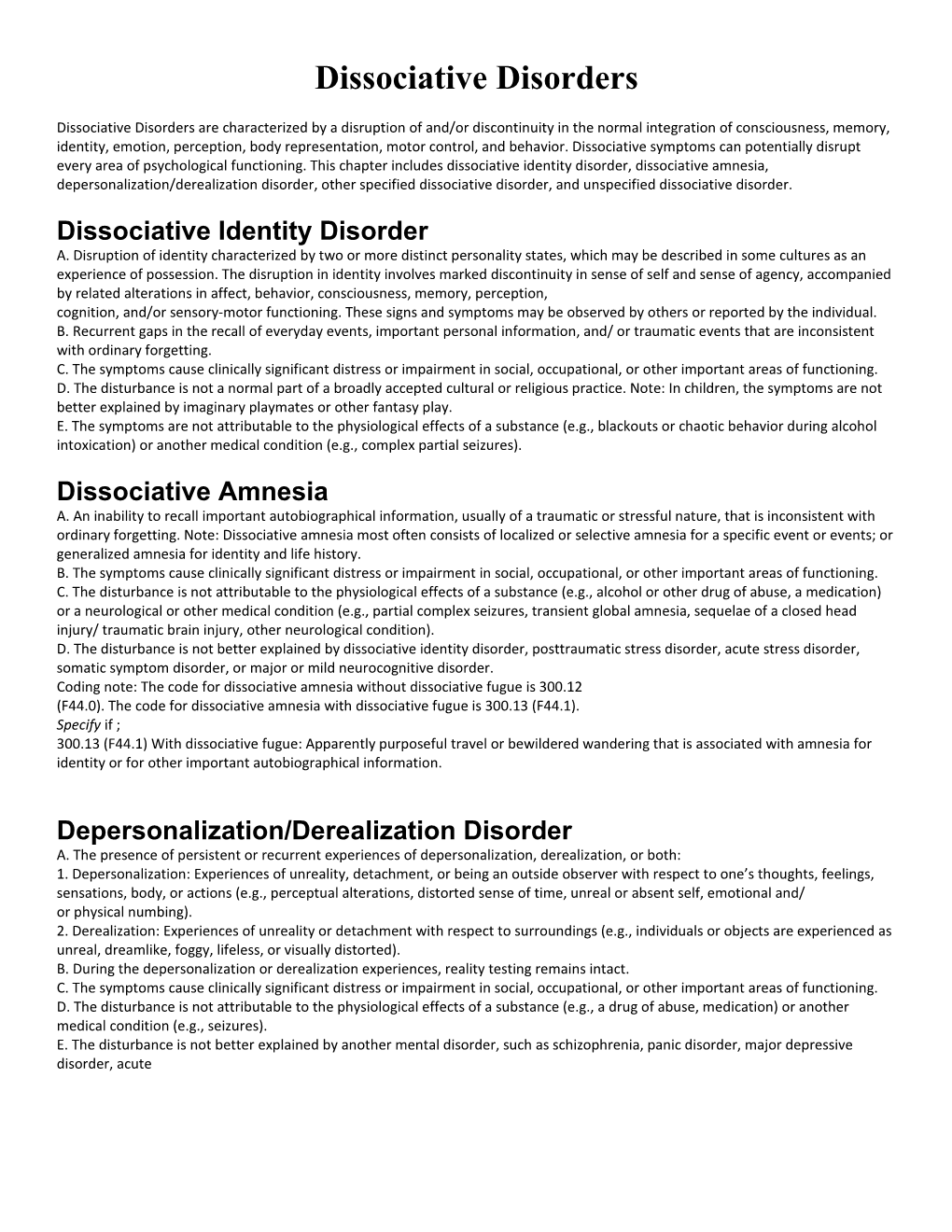 Dissociative Disorders