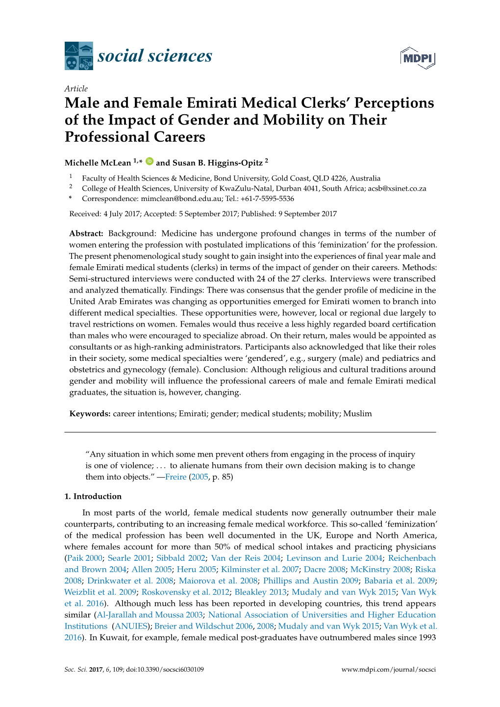 Male and Female Emirati Medical Clerks' Perceptions of the Impact Of