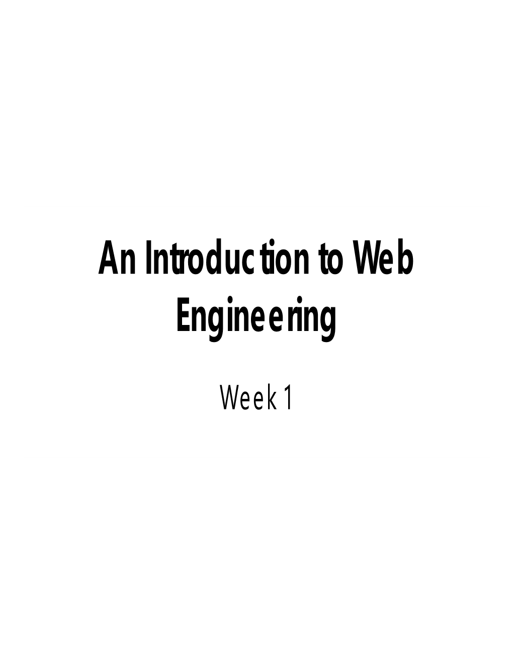 An Introduction to Web Engineering