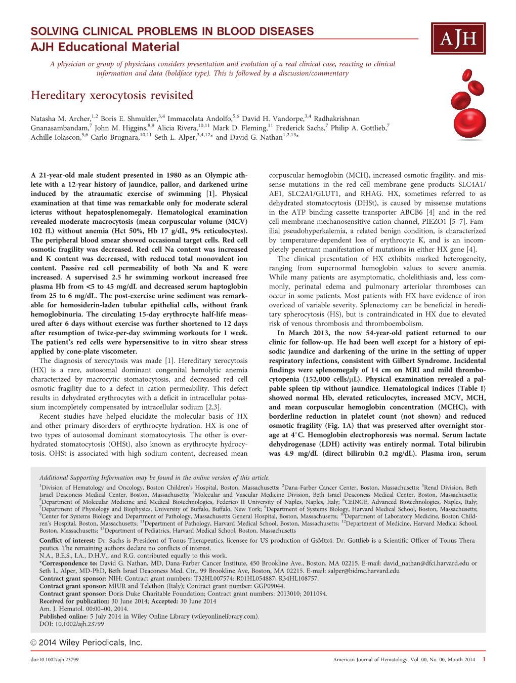 Hereditary Xerocytosis Revisited