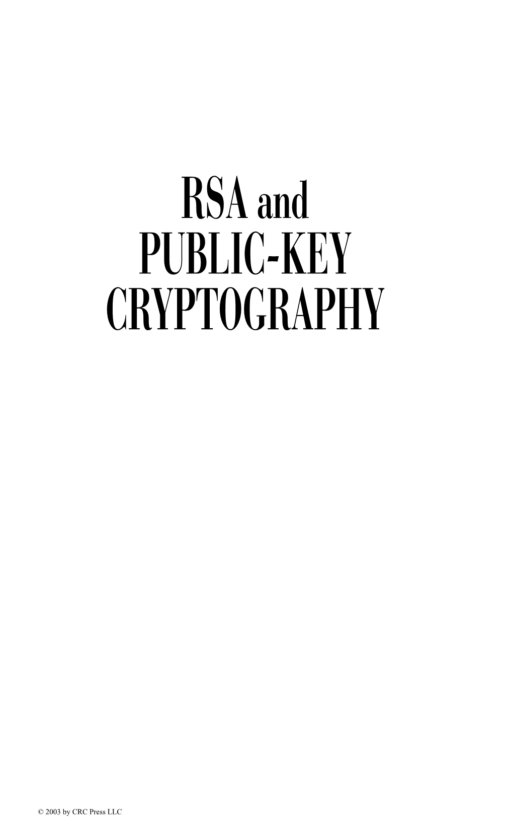 RSA and PUBLIC-KEY CRYPTOGRAPHY