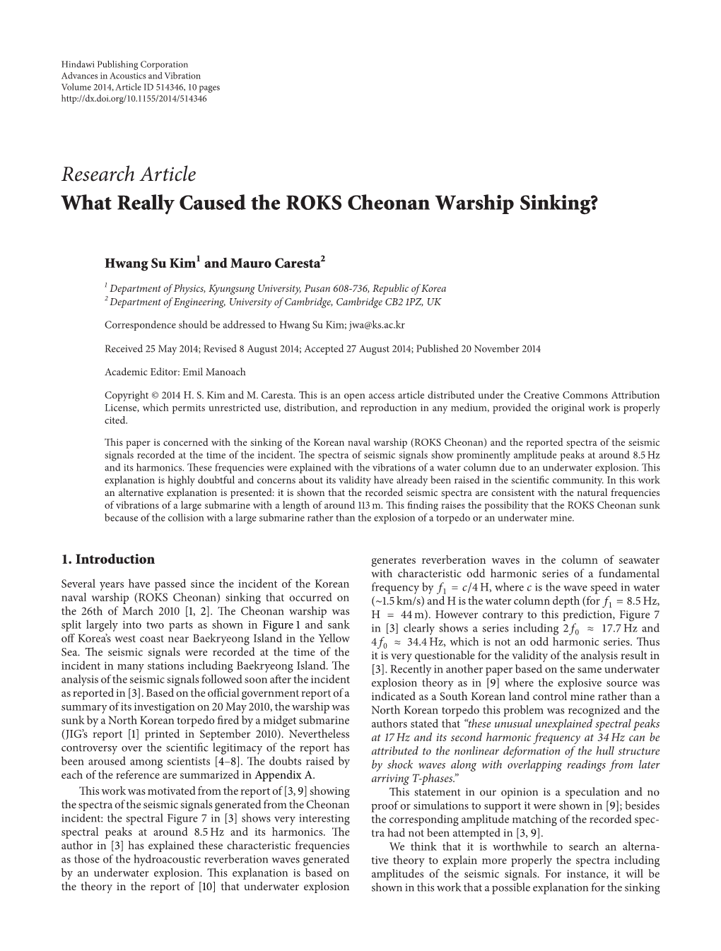 What Really Caused the ROKS Cheonan Warship Sinking?