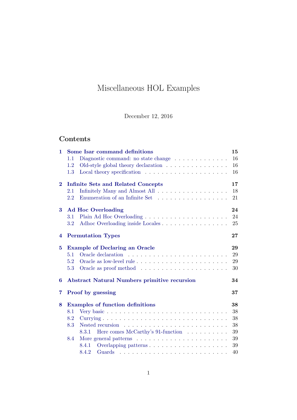 Miscellaneous HOL Examples