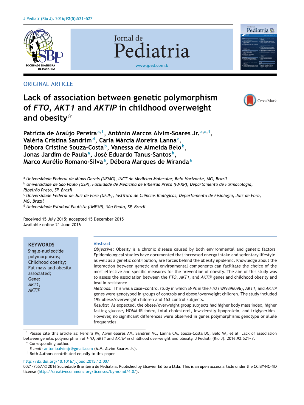 Lack of Association Between Genetic Polymorphism of FTO