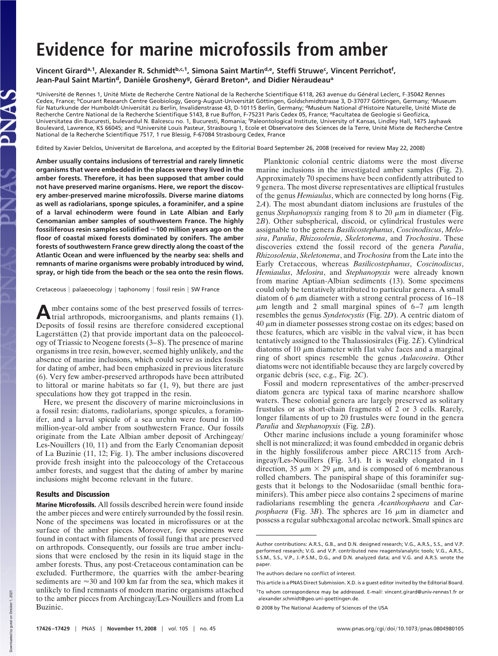 Evidence for Marine Microfossils from Amber