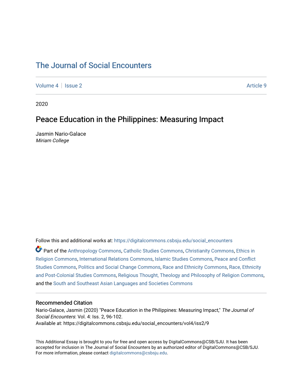 Peace Education in the Philippines: Measuring Impact