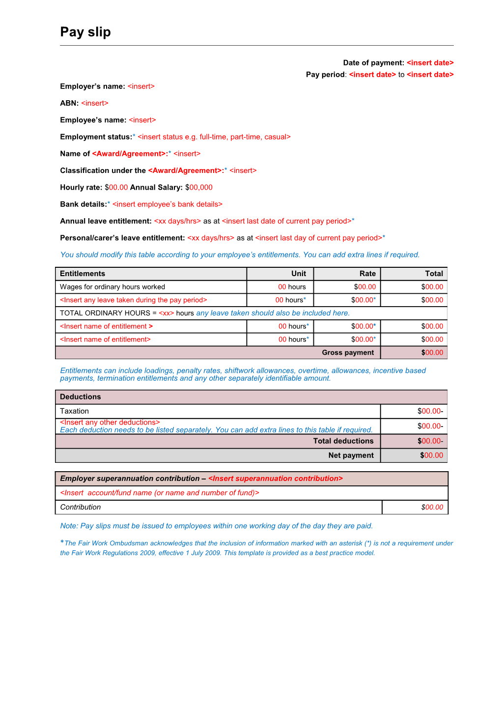 Pay Slip Template