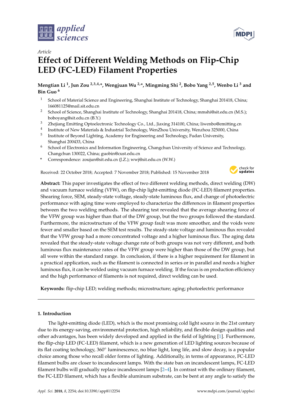 Effect of Different Welding Methods on Flip-Chip LED (FC-LED) Filament Properties