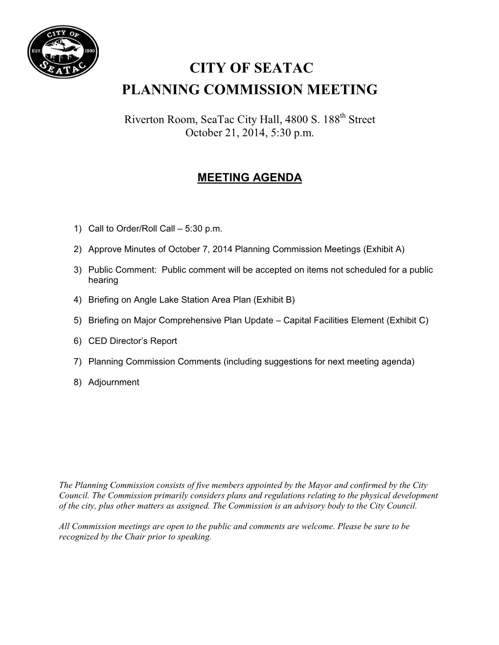 City of Seatac Planning Commission Meeting