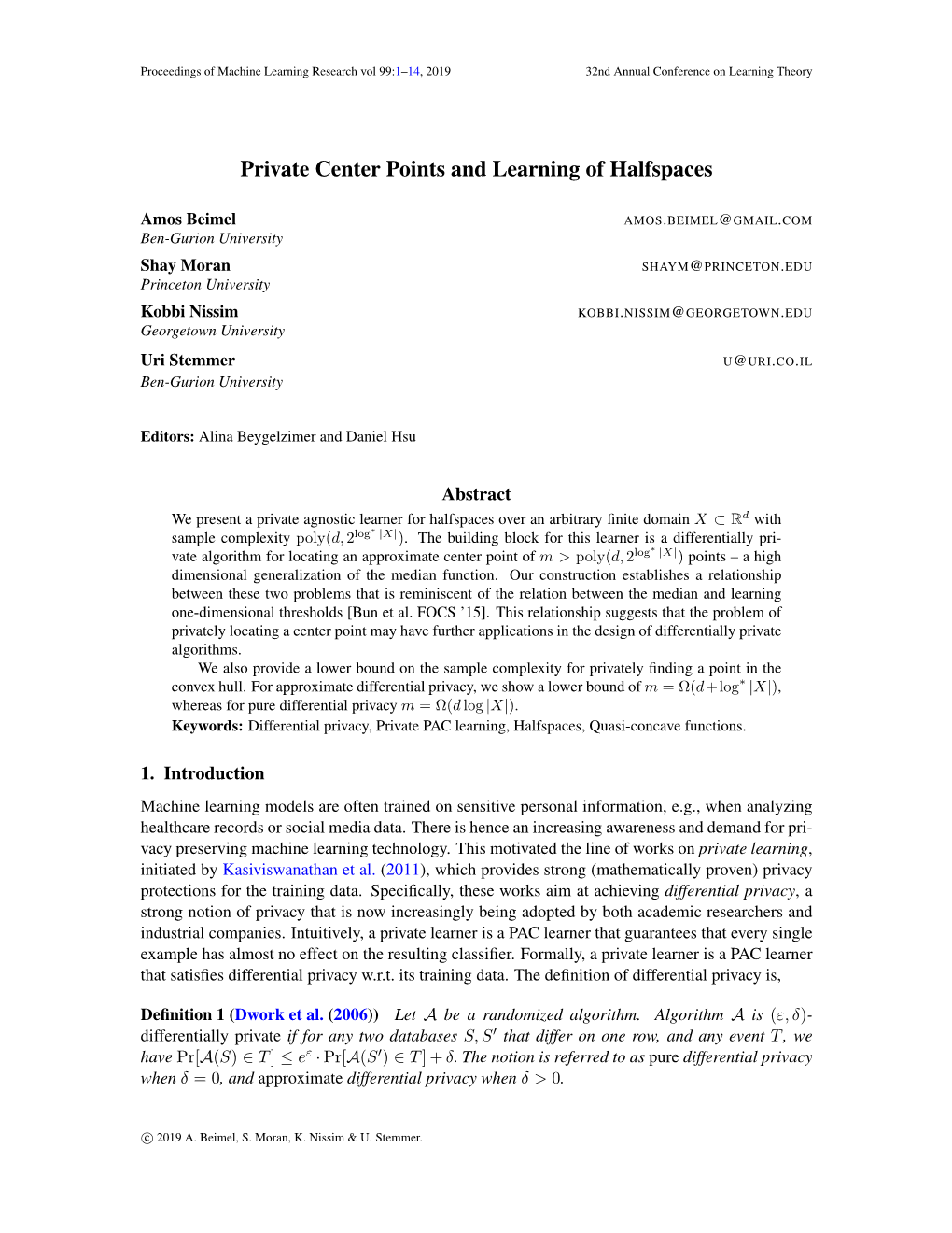 Private Center Points and Learning of Halfspaces