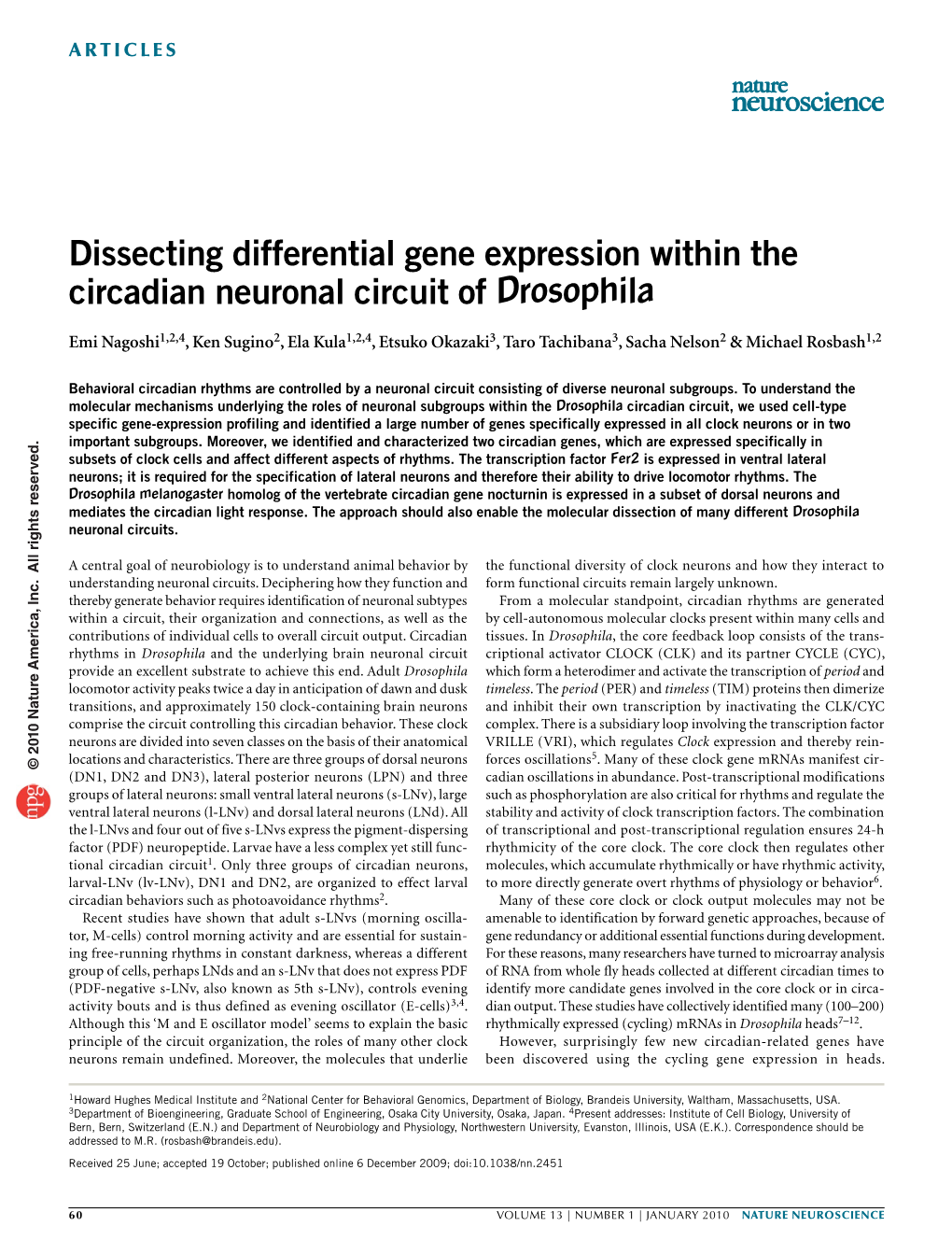 Dissecting Differential Gene Expression Within the Circadian Neuronal Circuit of Drosophila