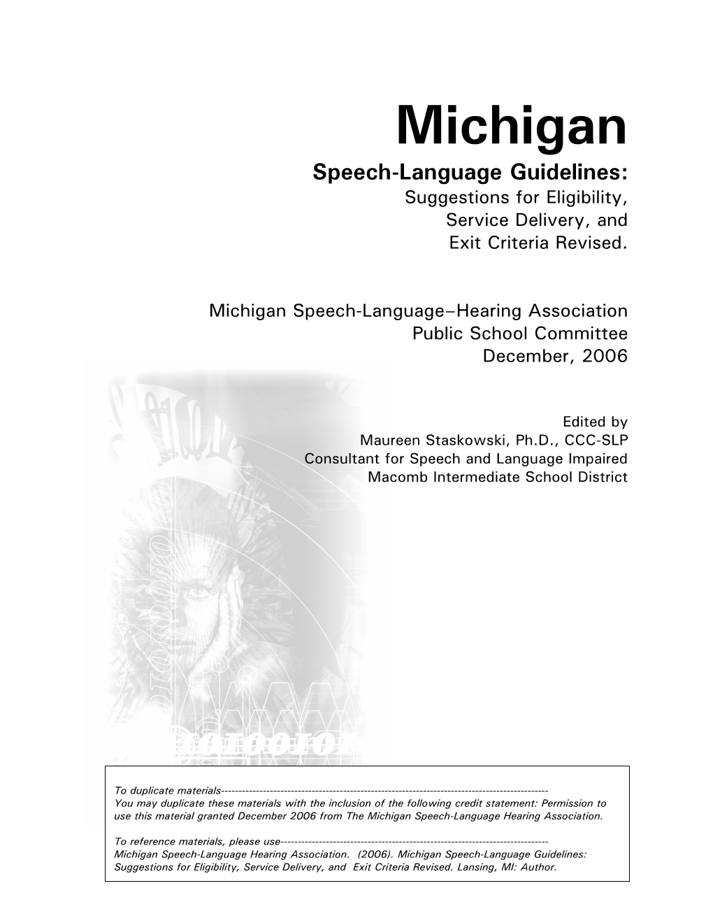 Michigan Speech Language Guidelines