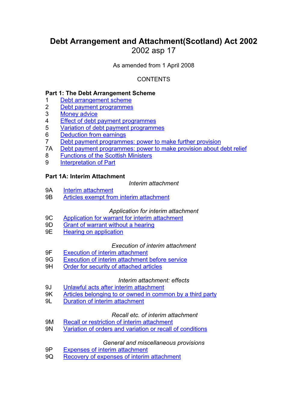 Debt Arrangement and Attachment (Scotland) Act 2002