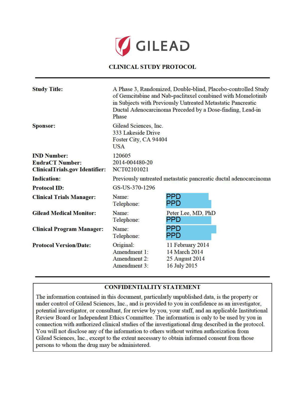 Study Protocol: Amendment 3