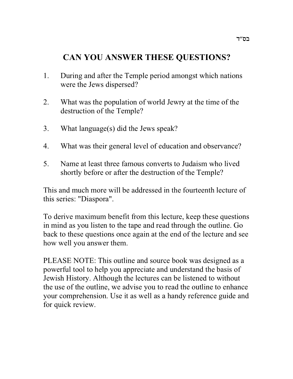 Can You Answer These Questions?