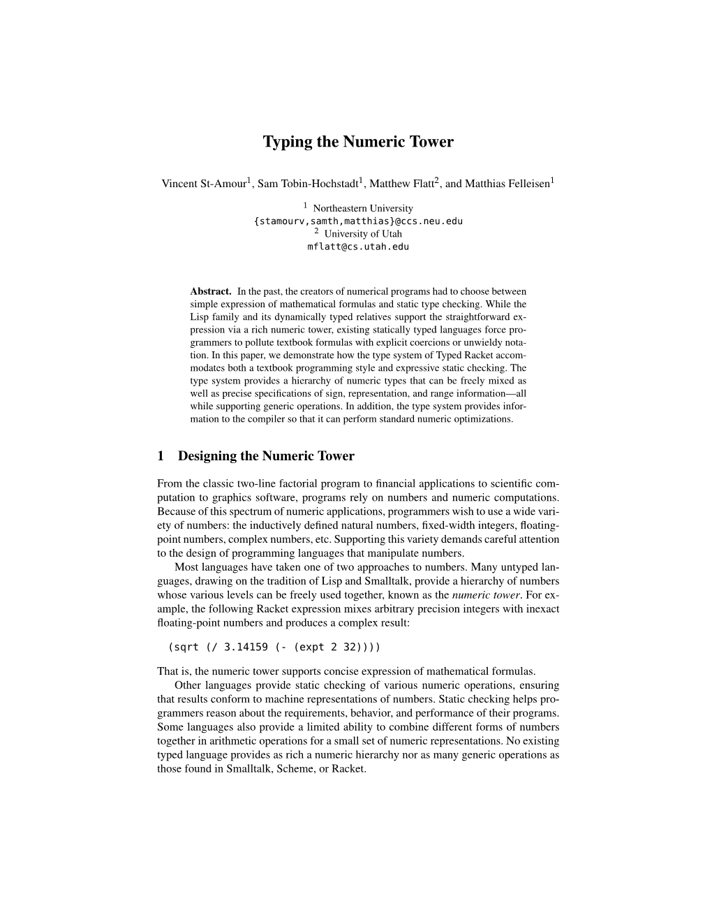 Typing the Numeric Tower