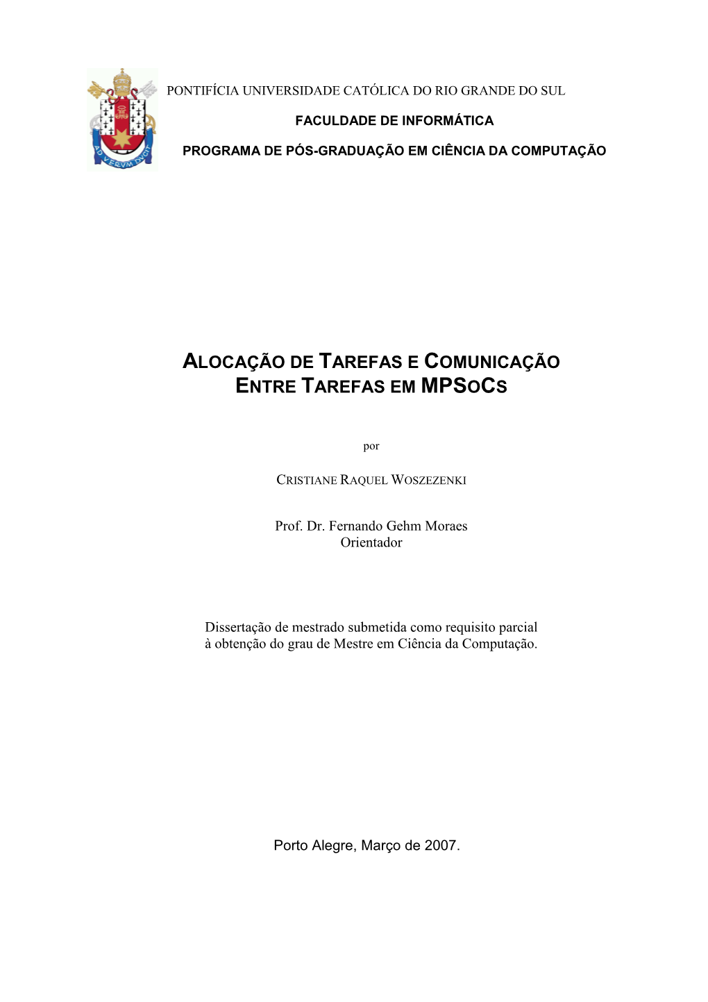 Alocação De Tarefas E Comunicação Entre Tarefas Em Mps Ocs