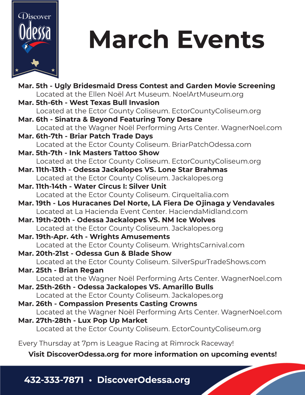 March Events Flyer