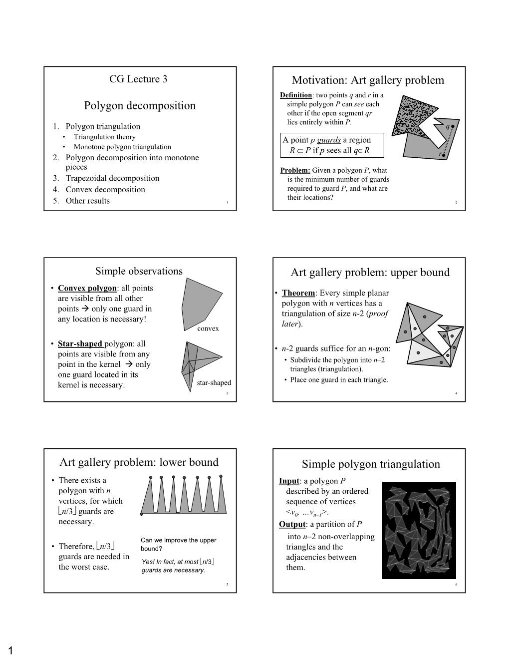 Polygon Decomposition Motivation: Art Gallery Problem Art Gallery Problem