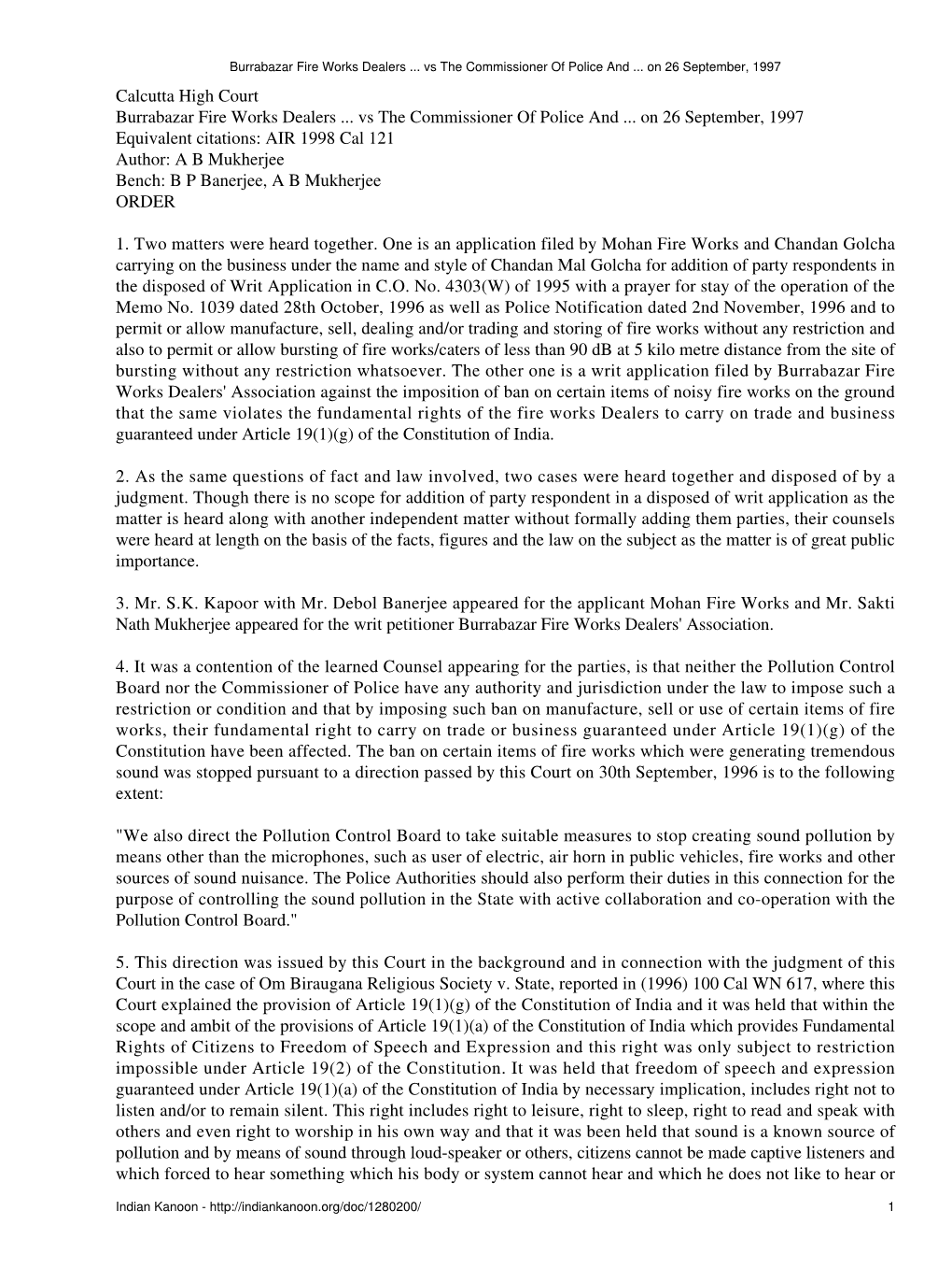 Burrabazar Fire Works Dealers ... Vs the Commissioner of Police and ... on 26 September, 1997 Calcutta High Court Burrabazar Fire Works Dealers