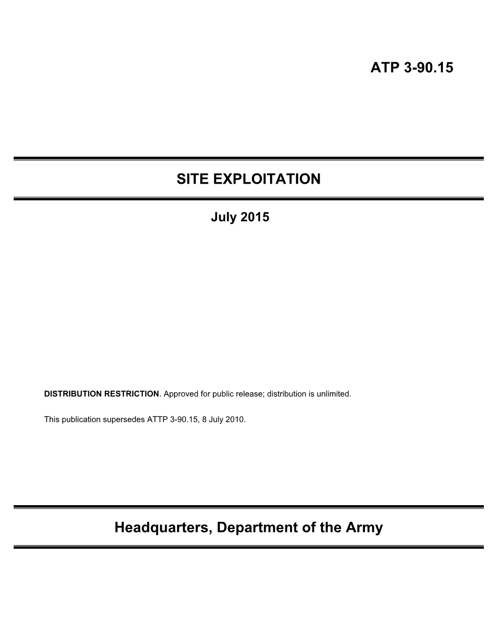 ATP 3-90.15. Site Exploitation