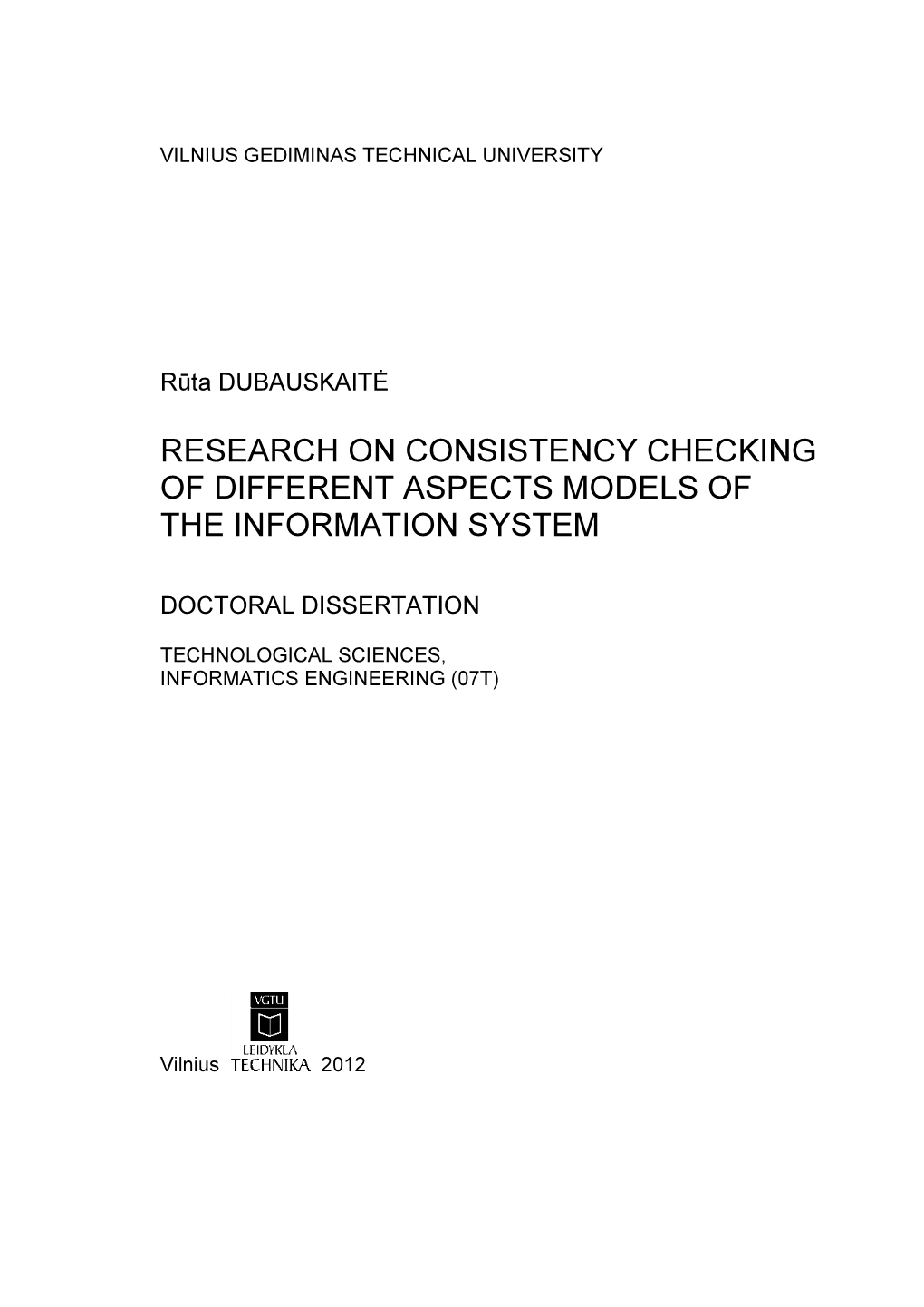 Research on Consistency Checking of Different Aspects Models of the Information System