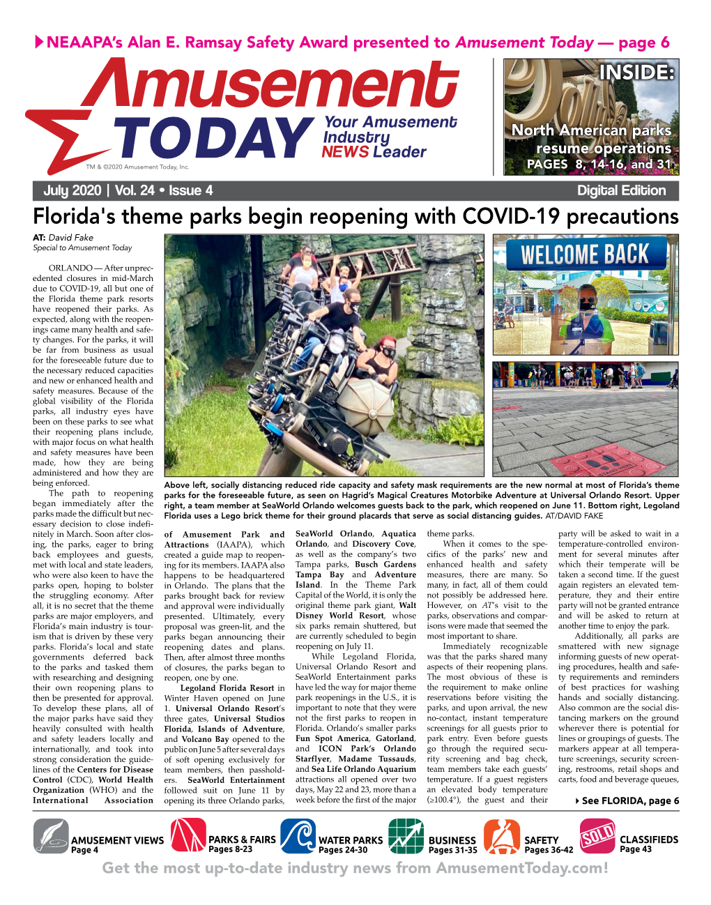 Florida's Theme Parks Begin Reopening with COVID-19 Precautions AT: David Fake Special to Amusement Today