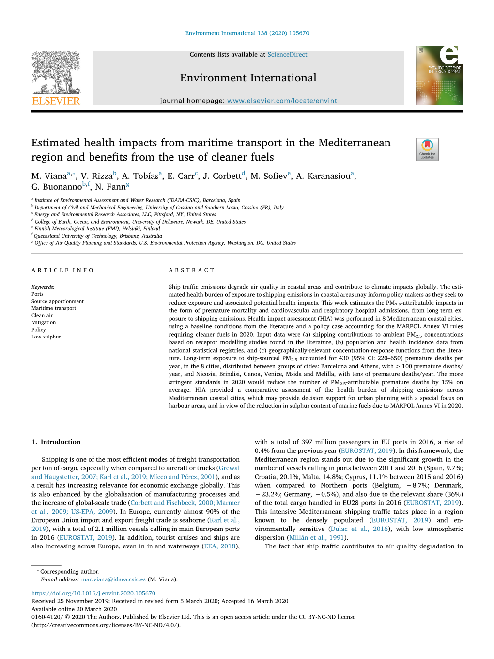 Estimated Health Impacts from Maritime Transport in the Mediterranean Region and Benefits from the Use of Cleaner Fuels