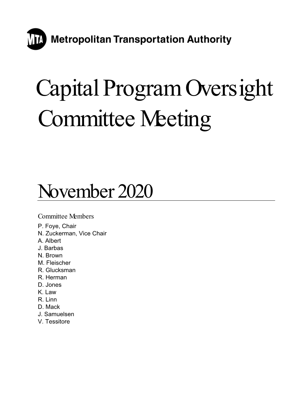 Capital Program Oversight Committee Meeting