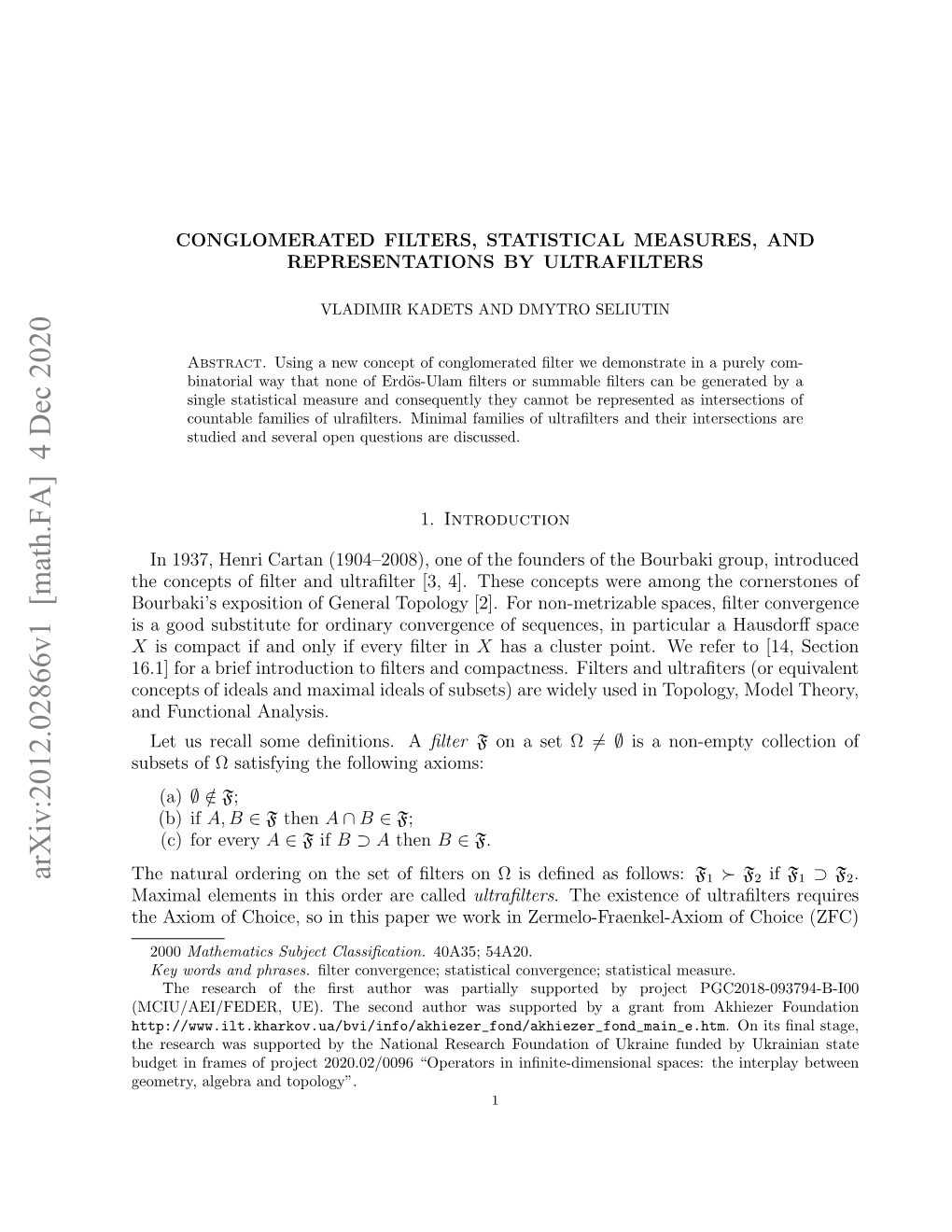 Conglomerated Filters, Statistical Measures, and Representations by Ultrafilters