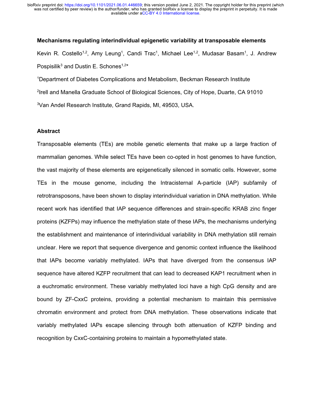 Mechanisms Regulating Interindividual Epigenetic Variability at Transposable Elements