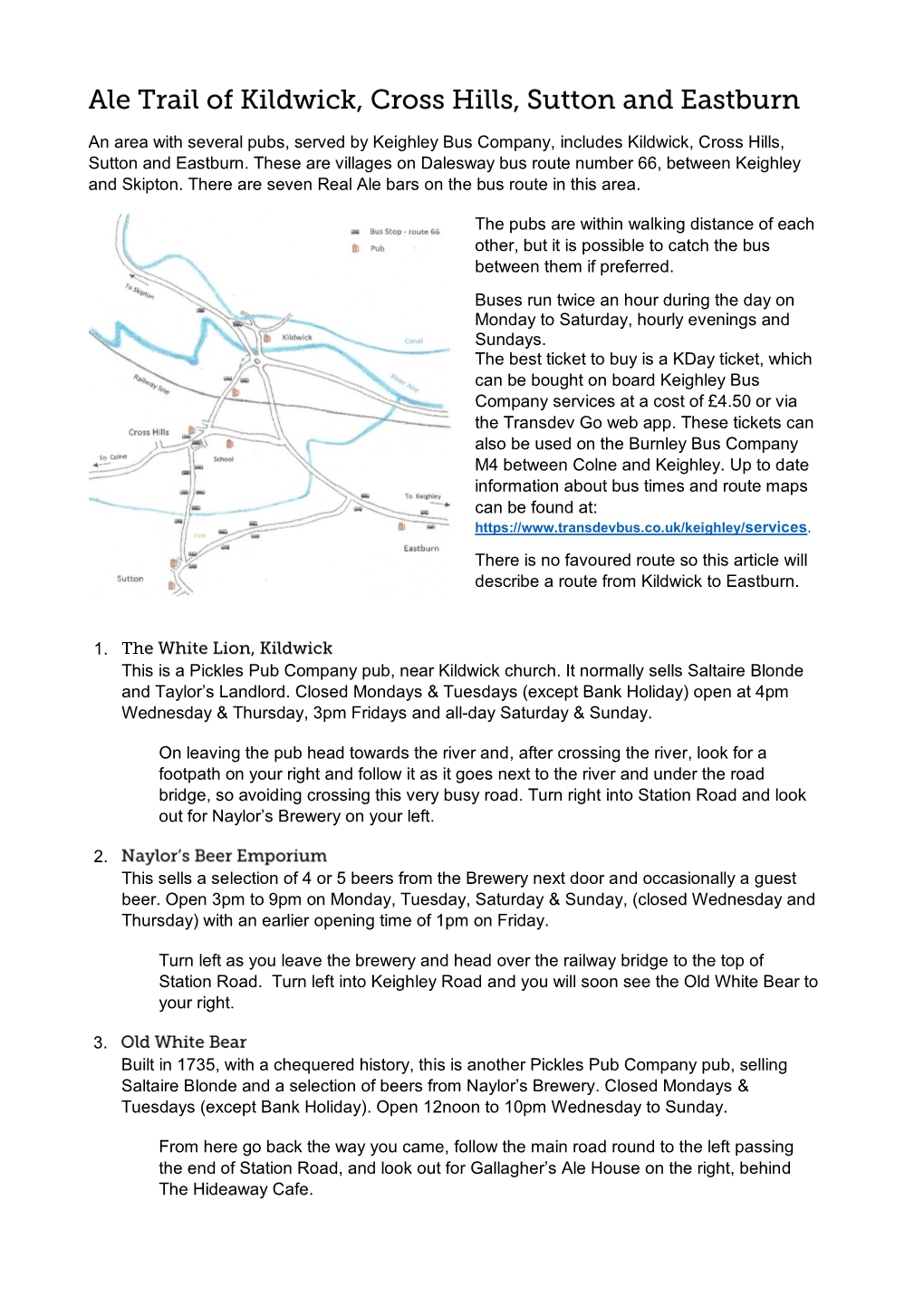 Ale Trail of Cross Hills Area