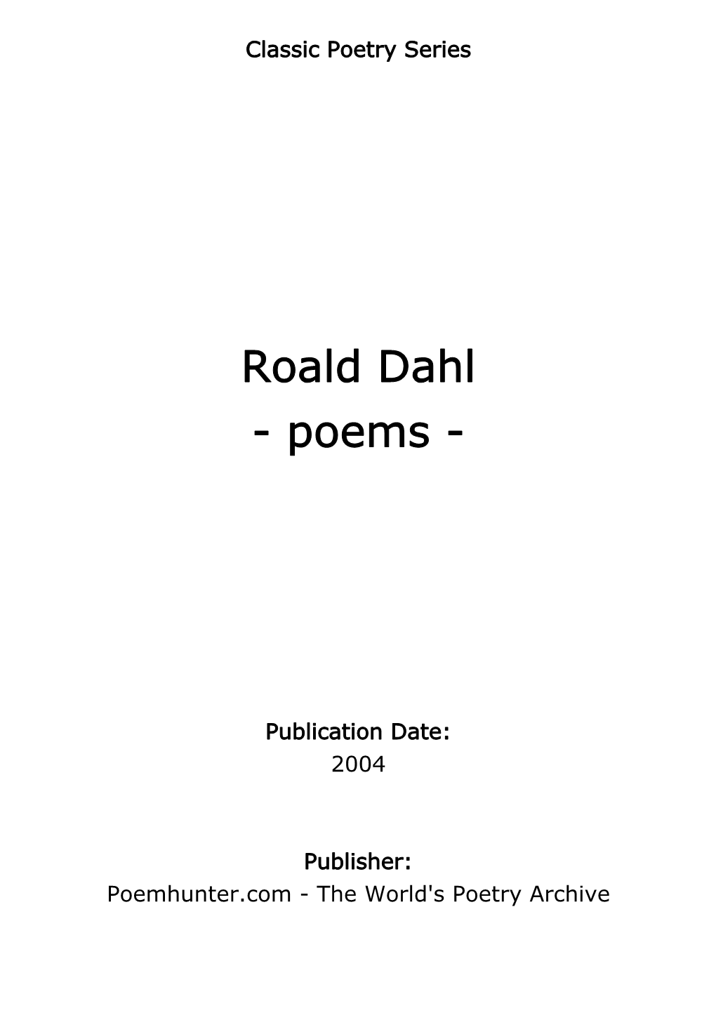 Roald Dahl - Poems