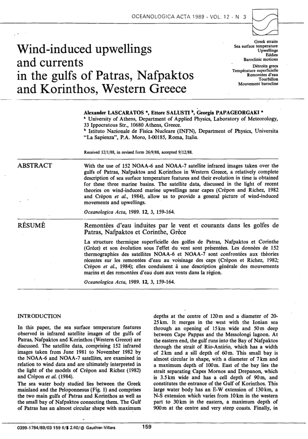 Wind-Induced Upwellings and Currents in the Gulfs of Patras, Nafpaktos and Korinthos, Western Greece