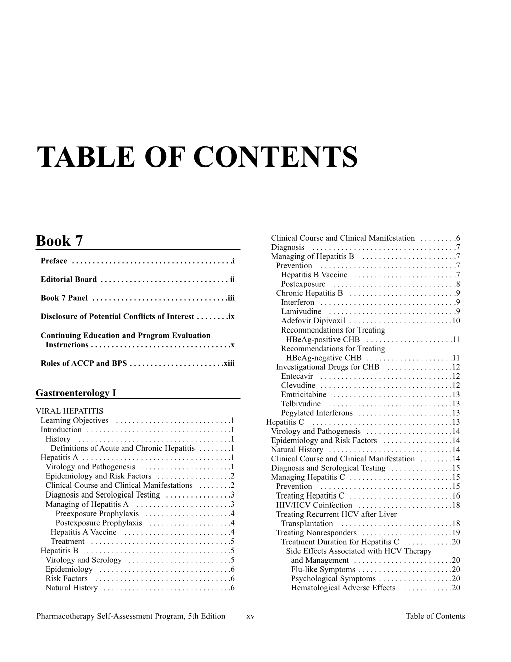 Table of Contents