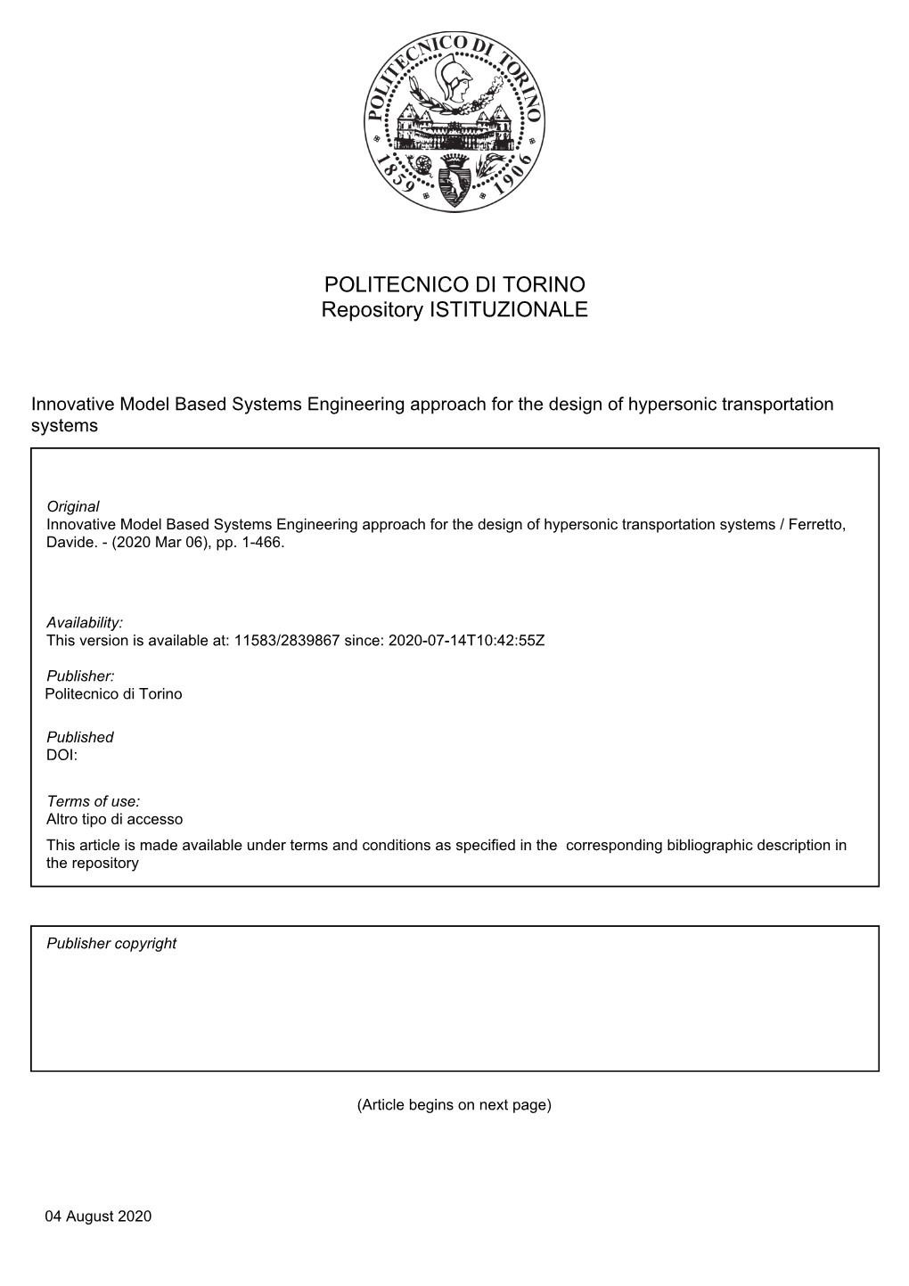 POLITECNICO DI TORINO Repository ISTITUZIONALE