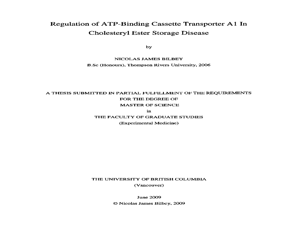 Regulation of ATP-Binding Cassette Transporter Al in Cholesteryl Ester Storage Disease
