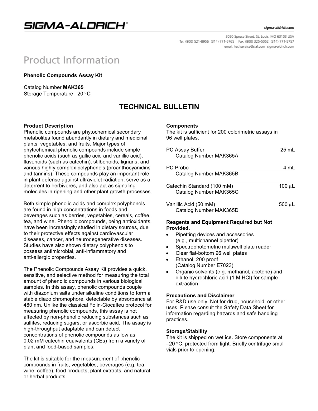 Phenolic Compounds Assay Kit